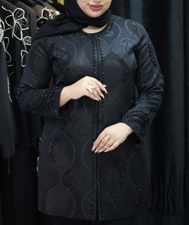 کت زنانه مجلسی پارچه ژاکارد کریستال دوزی